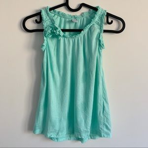 Zara Blue Tank with Ruffles and Flowers